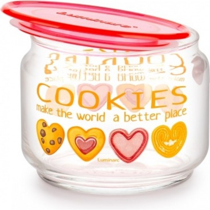 Банка для сыпучих продуктов LUMINARC COOKIES PLANO со стеклянной крышкой 0.5 л P7804