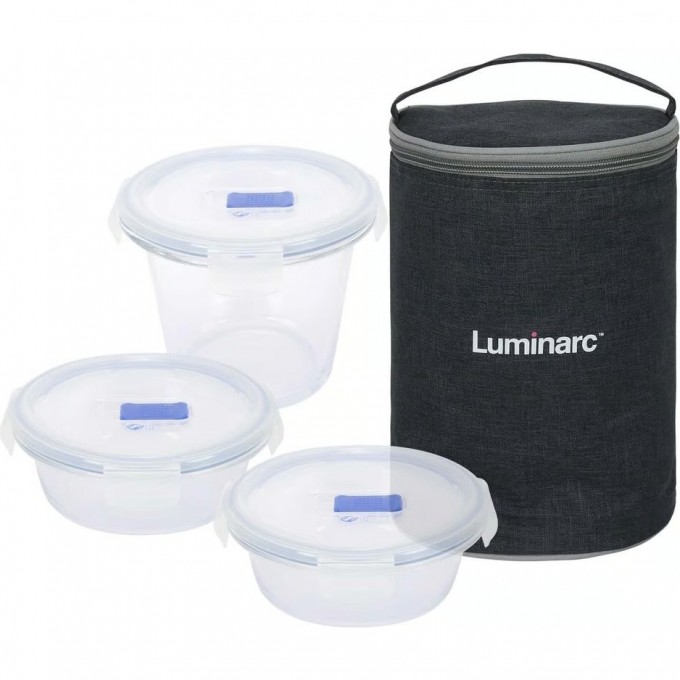 Набор контейнеров круглых LUMINARC PURE BOX, 3 шт + термосумка P8951